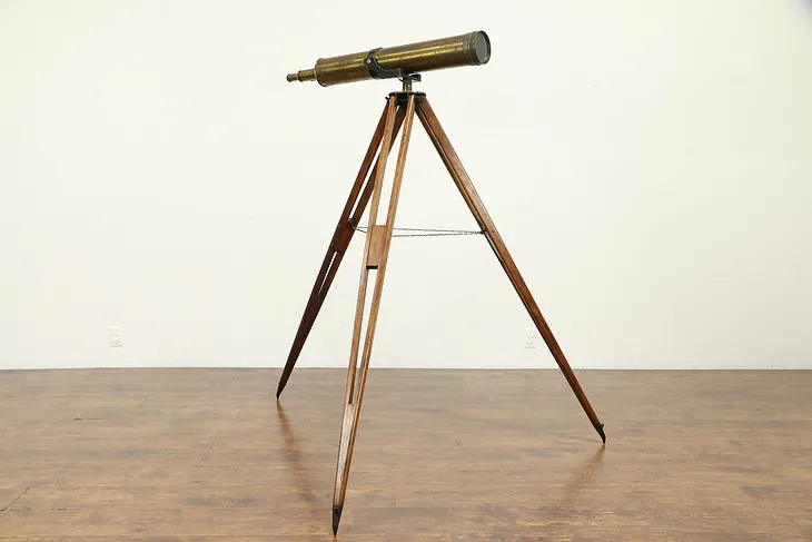 Brass Antique 1900 Astronomical Telescope & Tripod Stand #31369