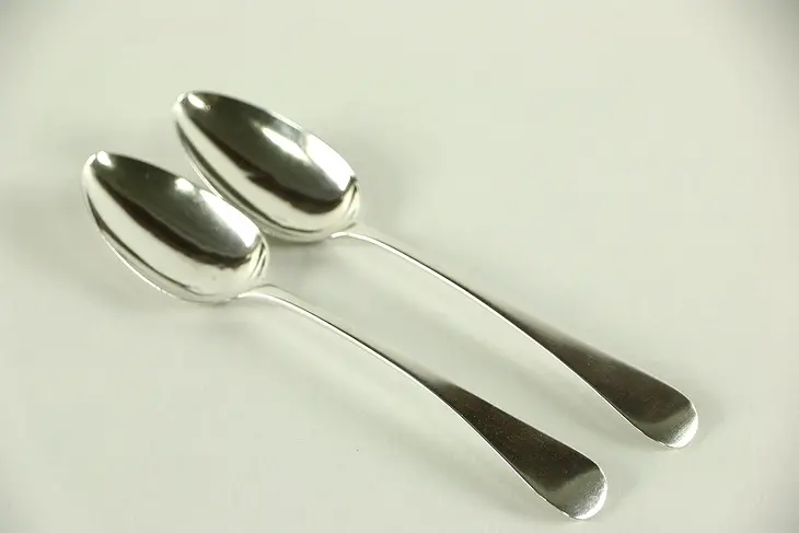 Pair of English Antique Sterling Silver Serving Spoons, London mid 1800's