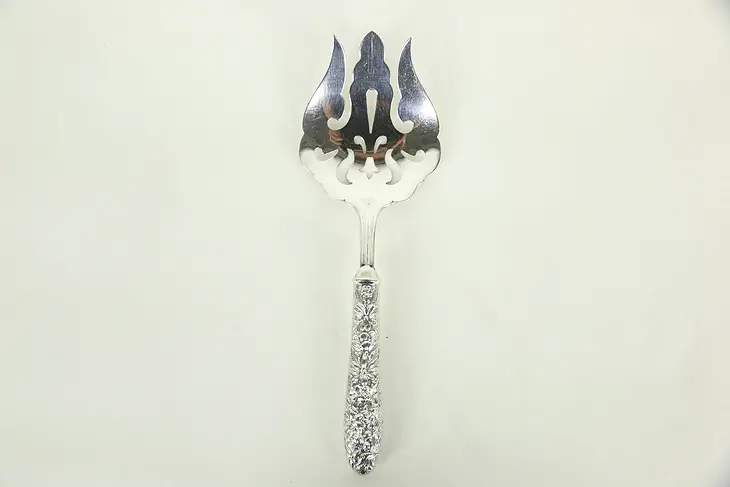 Pierced Serving Fork, Sterling Silver Handle, Like Repousse by Kirk Stieff