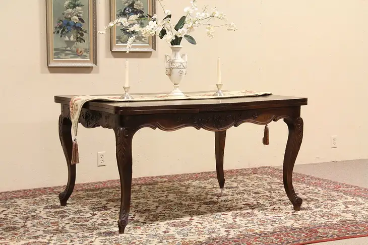 Country French Oak Dining Table, Pull Out Leaves