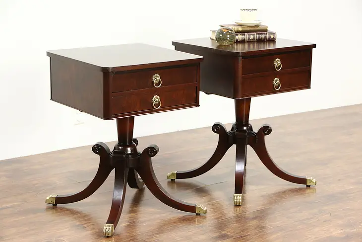 Pair of Vintage Mahogany Regency Style Nightstands or End Tables