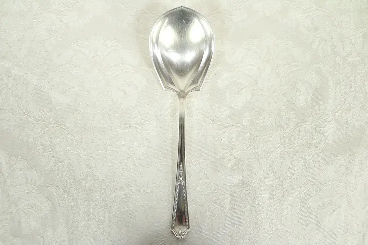 Sterling Silver Shell Shape Antique Serving Spoon, signed JS & Co, Pat