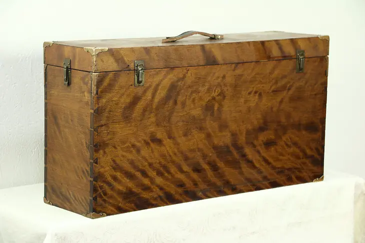 Carpenter Antique 1890 Curly Birch Hand Crafted Tool Box