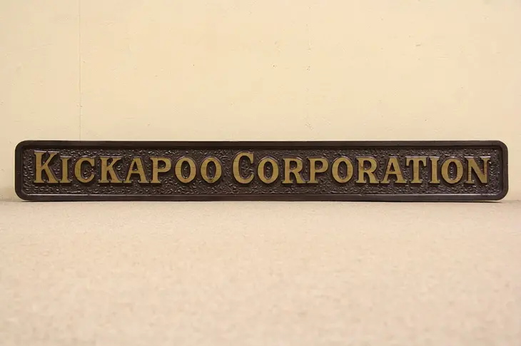 Kickapoo Corporation Carved Pine Vintage Advertizing Sign