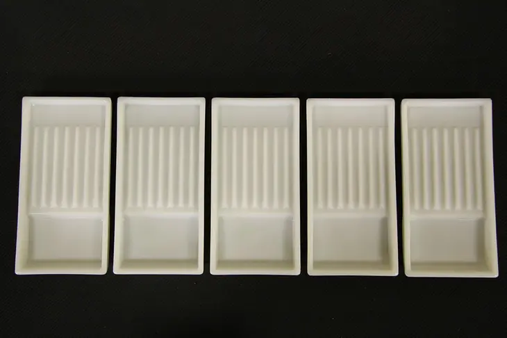 Set of 5 Dentist Milk Glass Dental Tool Trays