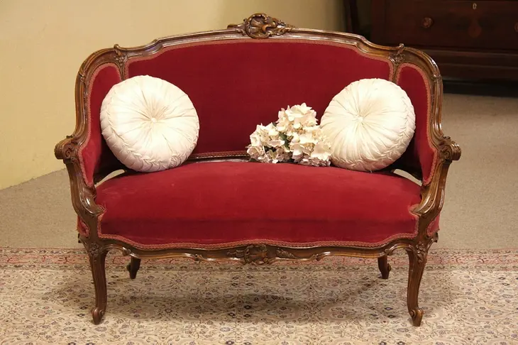 Carved Country French Settee or Loveseat