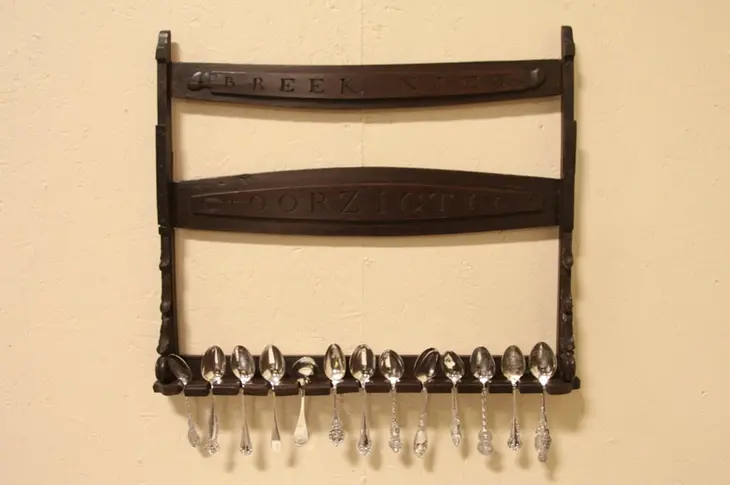 Dutch 1840 Antique Carved Spoon Rack