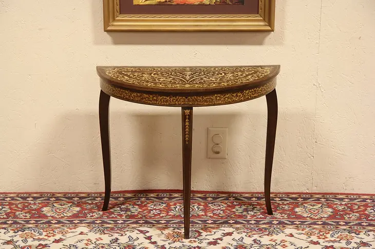 Italian Marquetry Table with Jewelry Chest and Music Box