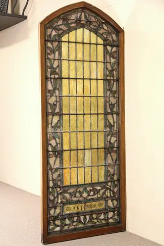 Leaded Stained Glass Window, 1900 Antique Architectural Salvage