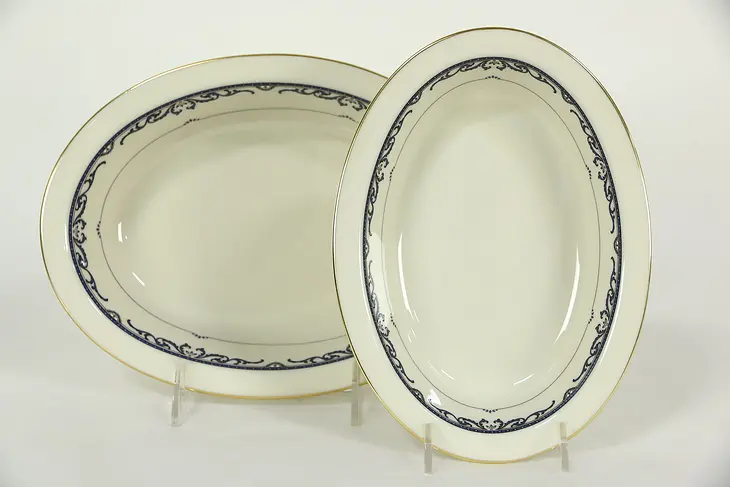 Two Lenox Liberty Pattern Vegetable Serving Bowls, Hand Painted