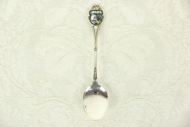 Guam Enameled Souvenir 800 Silver Spoon