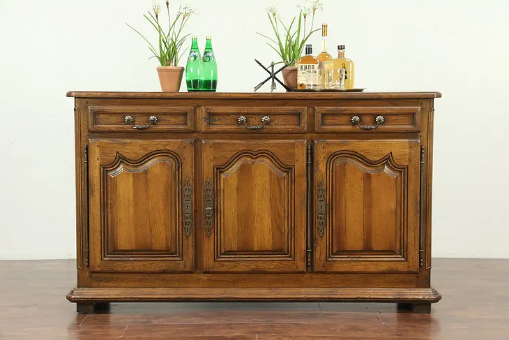 Country French Oak Sideboard, Server, Buffet or TV Console Cabinet #28926