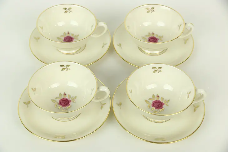 Set of 4 Lenox Rhodora Cups & Saucers