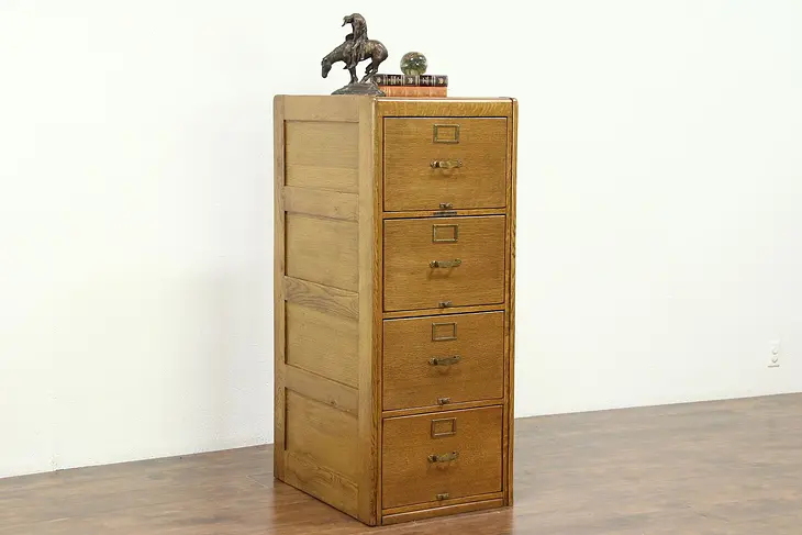 Oak 4 Drawer Antique 1920 Legal File Cabinet, Library Bureau  #28825