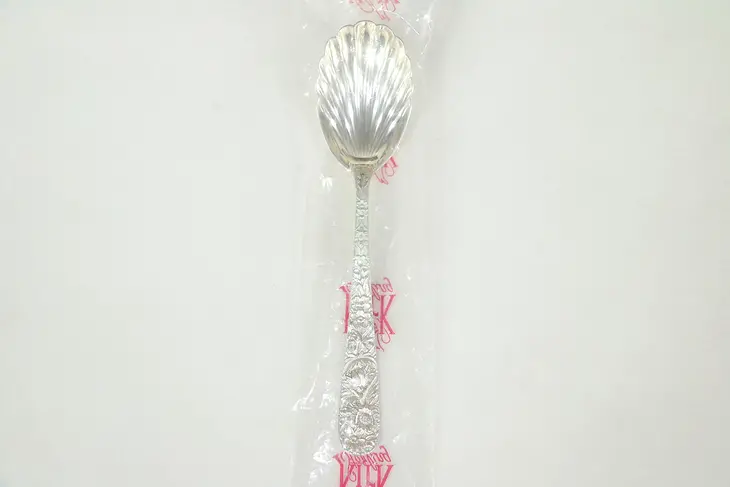 Repousse Kirk Stieff Sterling Silver Sugar Shell Serving Spoon New in Bag #29041