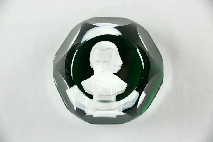 Baccarat President Andrew Jackson Sulphide Glass Paperweight #25119