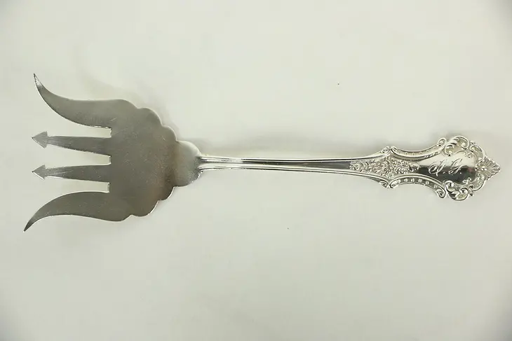 Victorian Antique Sterling Silver Serving Fork, Pat. 1899, Mono