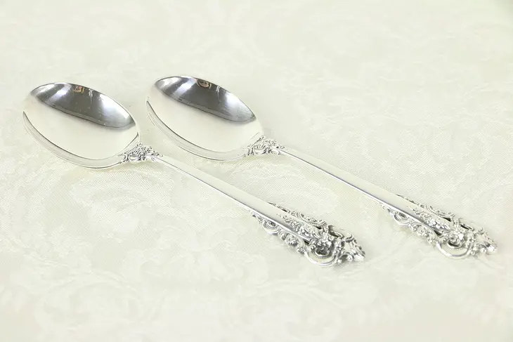 Grand Baroque Wallace Pair Sterling Silver 6" Cream Soup, Serving Spoons  #30267