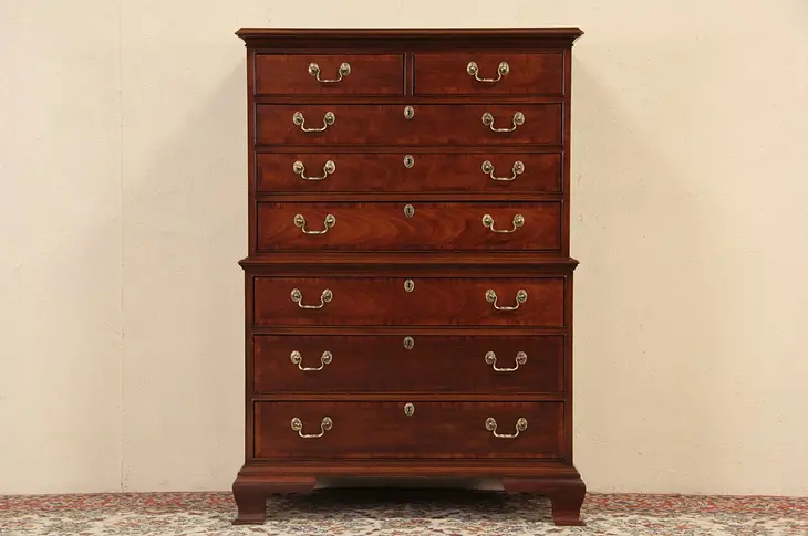 Councill Craftsmen Vintage Mahogany High Boy Chest on Chest