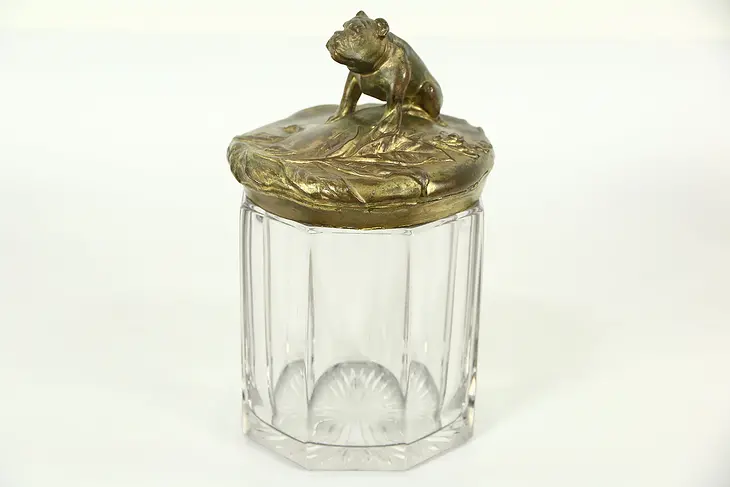 Tobacco or Antique Art Nouveau Cigar Jar, Bulldog Lid
