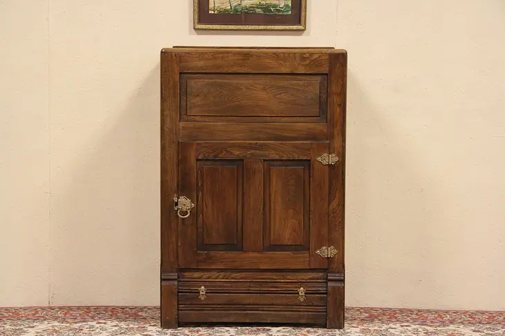 Oak 1895 Antique Raised Panel Icebox