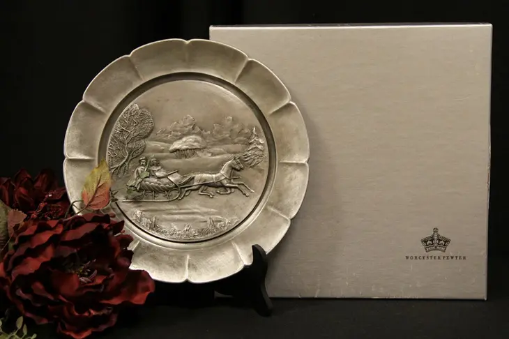 Worcester Pewter 1974 Currier & Ives Road Winter Plate