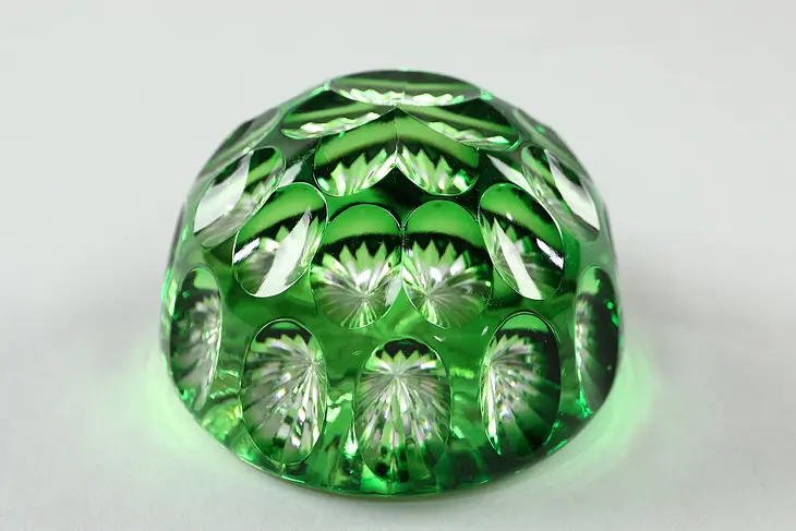 Green to Clear Blown Glass Paperweight