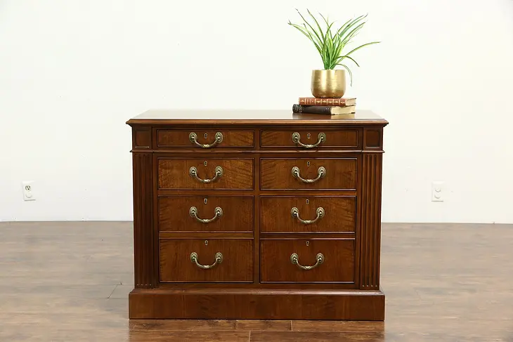 Custom 6 Drawer Lateral Walnut Executive Vintage Office File Cabinet Credenza