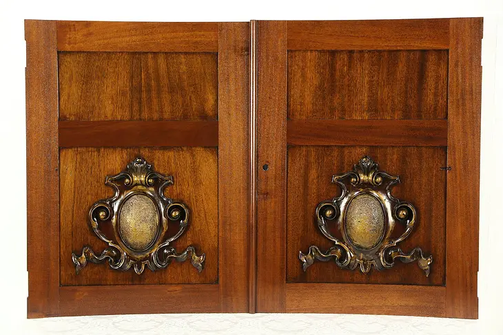 Pair Antique 1900 Architectural Salvage Hand Carved Mahogany Doors or Panels