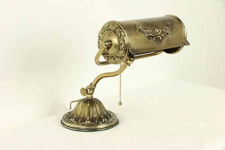Victorian Antique Brass Adjustable Desk, Piano or Roll Top Desk Lamp #30594