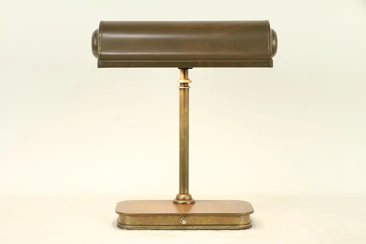 Bronze Antique 1925 Desk Lamp, Double Sockets Rewired #31653