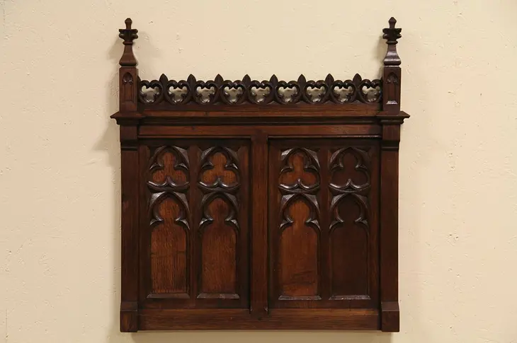 Gothic Oak and Walnut Architectural Fragment, Wall Hanging