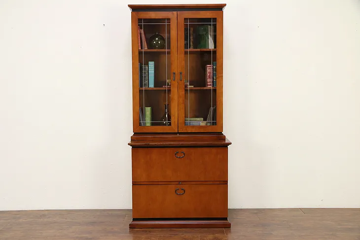 Cherry Vintage Library or Office Lateral File & Bookcase, Paoli A #30600