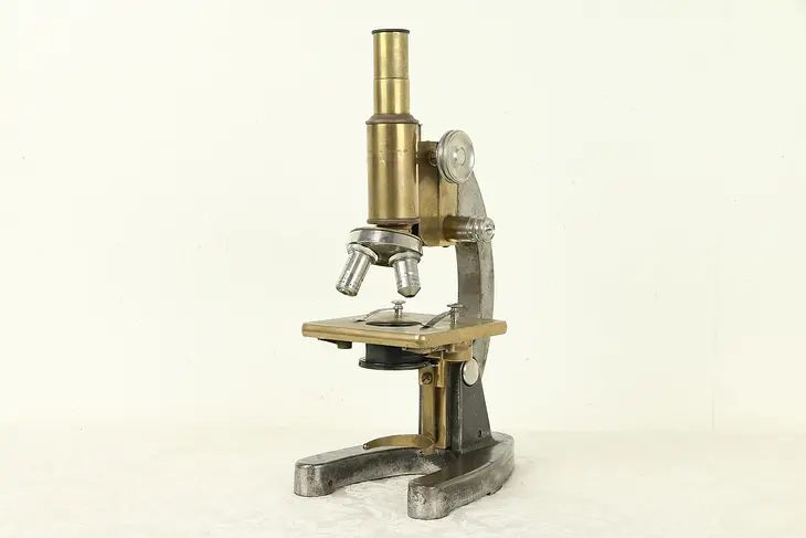 Victorian Brass & Iron Antique English Microscope, Cooke of York #30885
