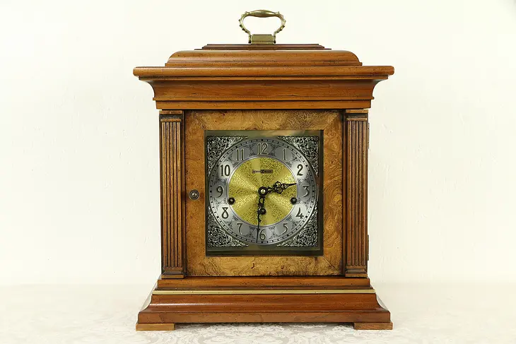 Howard Miller Vintage Cherry & Burl Mantel Clock, 2 Jewels #31993
