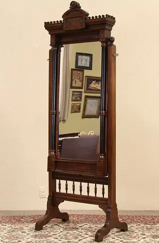Victorian Eastlake Antique 1880 Dressing or Swivel Cheval Mirror