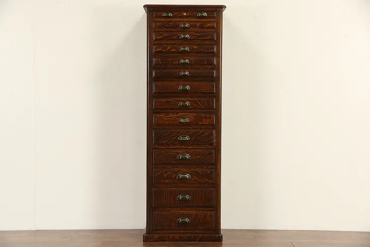 Oak 1890's Antique 14 Drawer File or Collector Cabinet