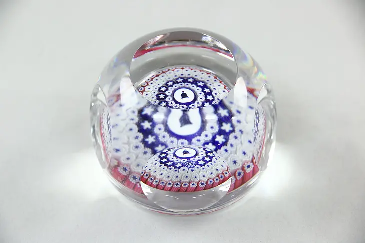 Millefiore Faceted Glass Bell Paperweight Dated 1976