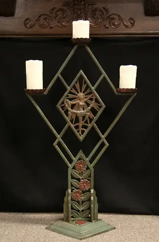 Art Deco 1930's Cast Iron Plant or Candle Holder