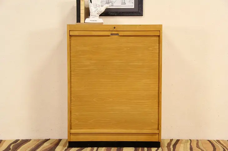 Midcentury Modern 1950's Vintage Roll Top File Cabinet