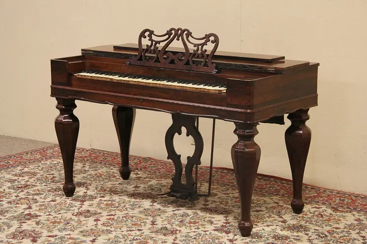 Rosewood 1850 Antique Console Table with Melodeon Organ, Not Working