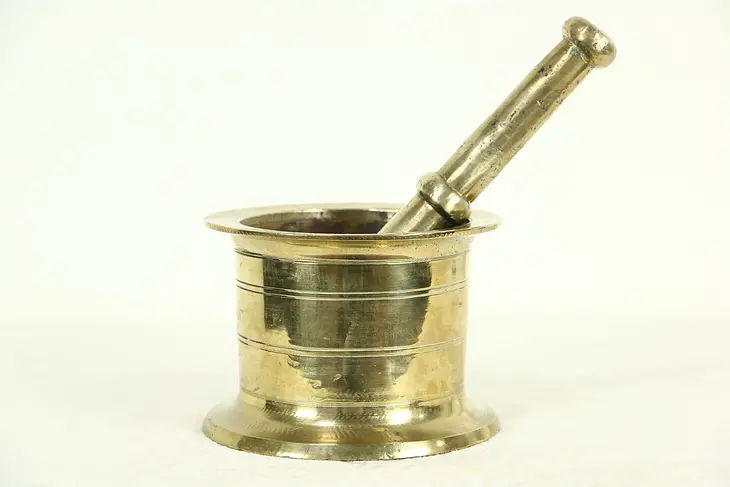 Apothecary Drug Store Brass Antique 1900 Mortar & Pestle