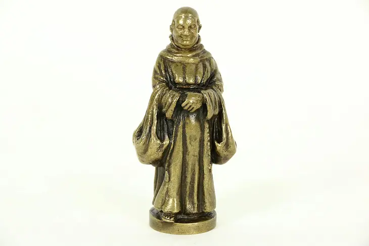Bronze Antique Miniature Statue of a Monk, Signed Elna Borch, Denmark