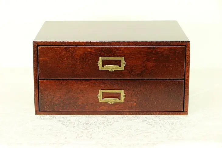 Desk Top Birch Antique 2 Drawer File Cabinet, Original Pulls #30300