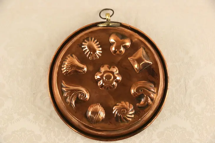 Copper Round Antique Early 1900's Cake Mold with Shells