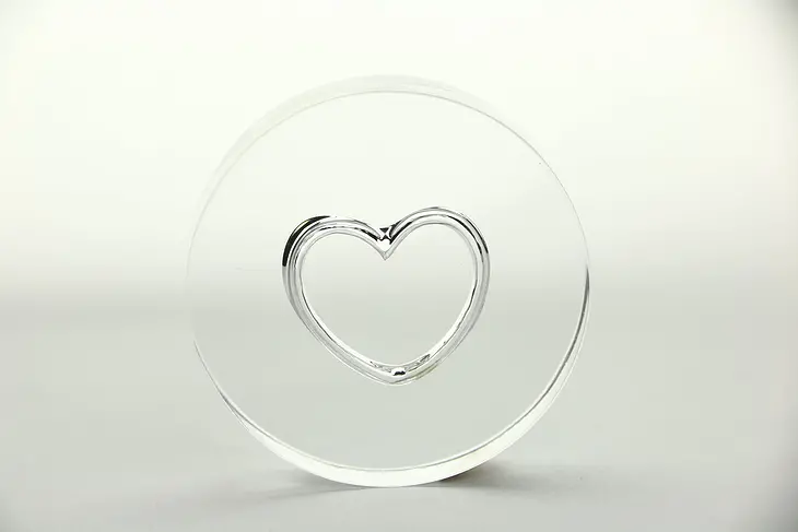 Heart Crystal Paperweight Signed Orrefors of Sweden