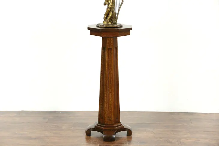 Oak Antique 1900 Sculpture Display Pedestal or Plant Stand