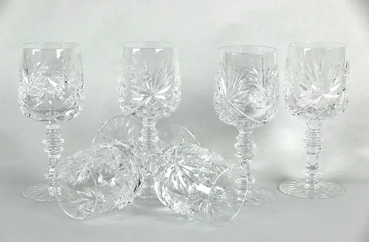Colwein by Kristall Neubert Set of 6 Cut Crystal 6" Tall Wine or Water Goblets