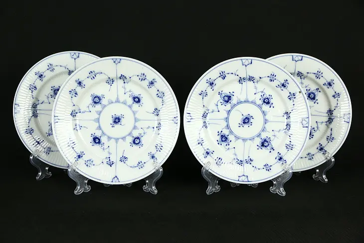 Royal Copenhagen Set of 4 Blue Fluted 6" Bread & Butter Plates