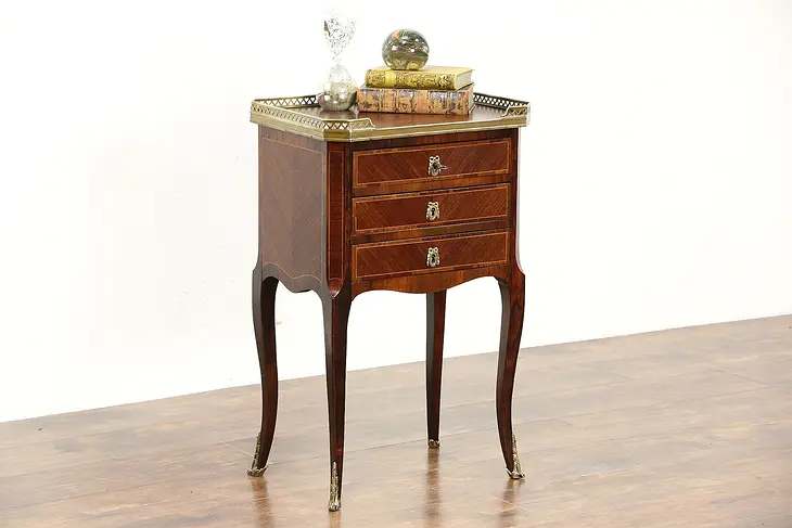 French Antique Rosewood Chairside Chest, Lamp or End Table, Nightstand